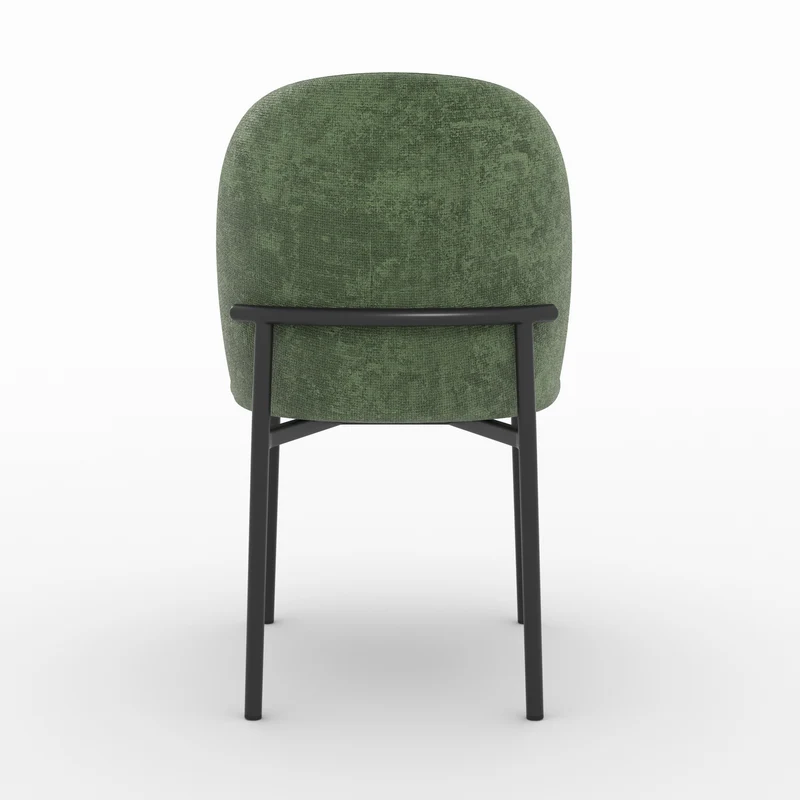 Lot de 2 chaises Noah en tissu vert sapin et pieds en métal noir