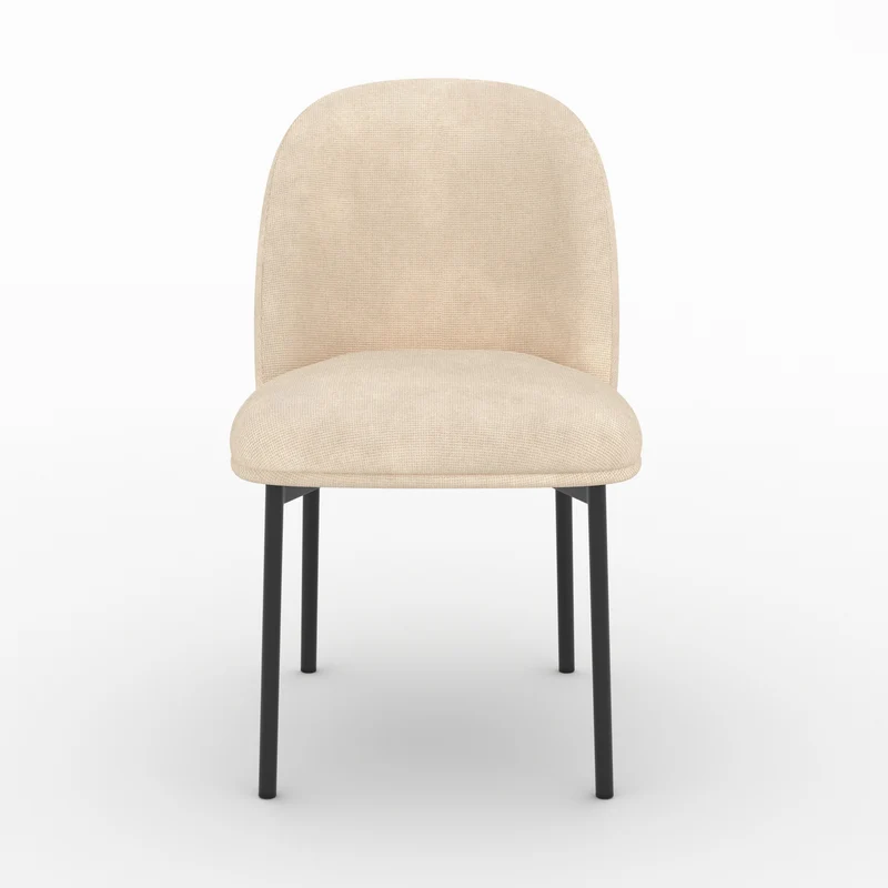 Lot de 2 chaises Noah en tissu beige et pieds en métal noir