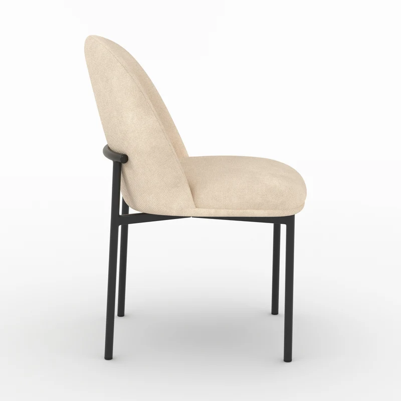 Lot de 2 chaises Noah en tissu beige et pieds en métal noir