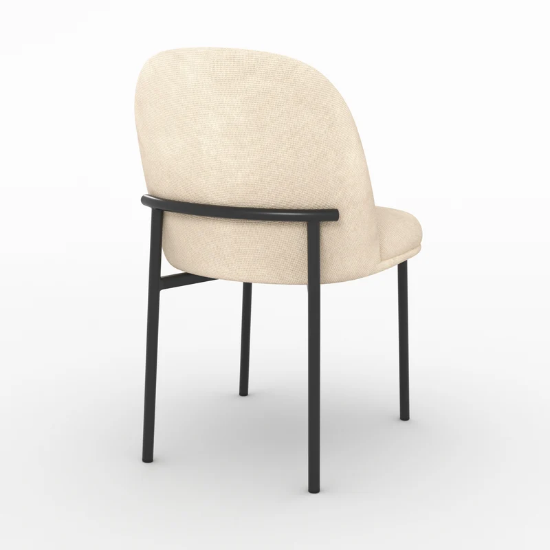 Lot de 2 chaises Noah en tissu beige et pieds en métal noir