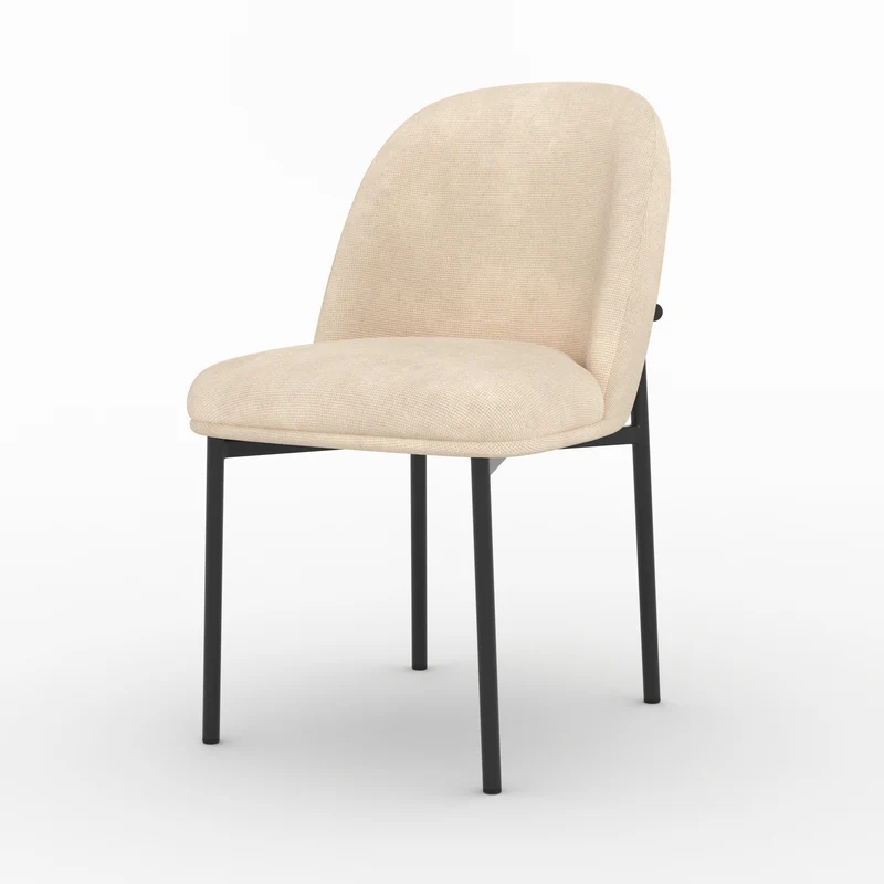 Lot de 2 chaises Noah en tissu beige et pieds en métal noir