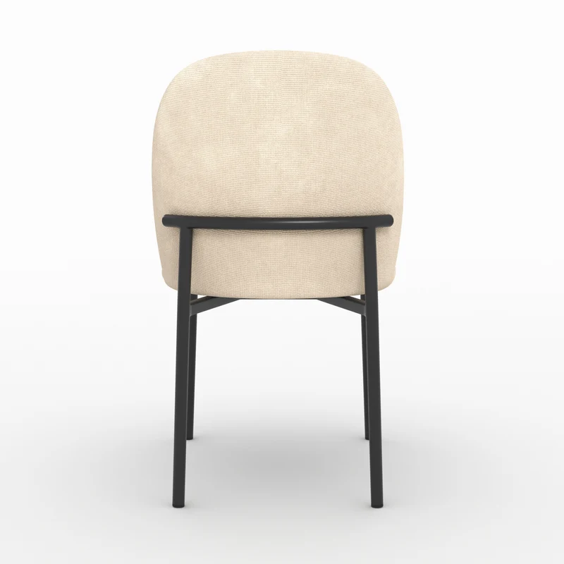 Lot de 2 chaises Noah en tissu beige et pieds en métal noir
