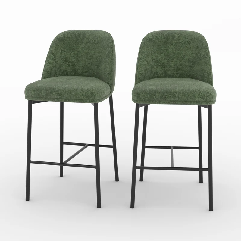 Lot de 2 chaises pour îlot central 67 cm Noah en tissu vert sapin