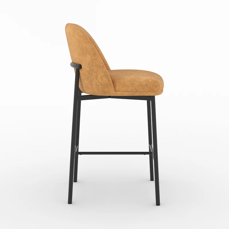 Lot de 2 chaises pour îlot central 67 cm Noah en tissu jaune moutarde