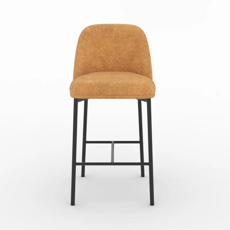 Lot de 2 chaises pour îlot central 67 cm Noah en tissu jaune moutarde