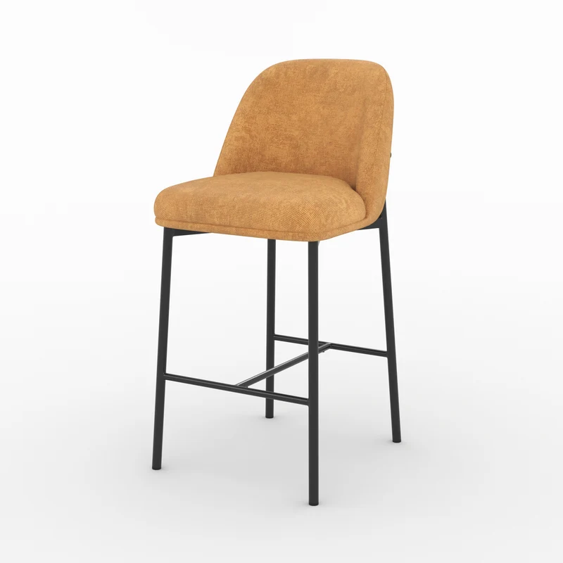 Lot de 2 chaises pour îlot central 67 cm Noah en tissu jaune moutarde