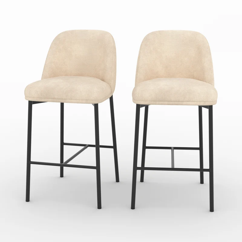 Lot de 2 chaises pour îlot central 67 cm Noah en tissu beige
