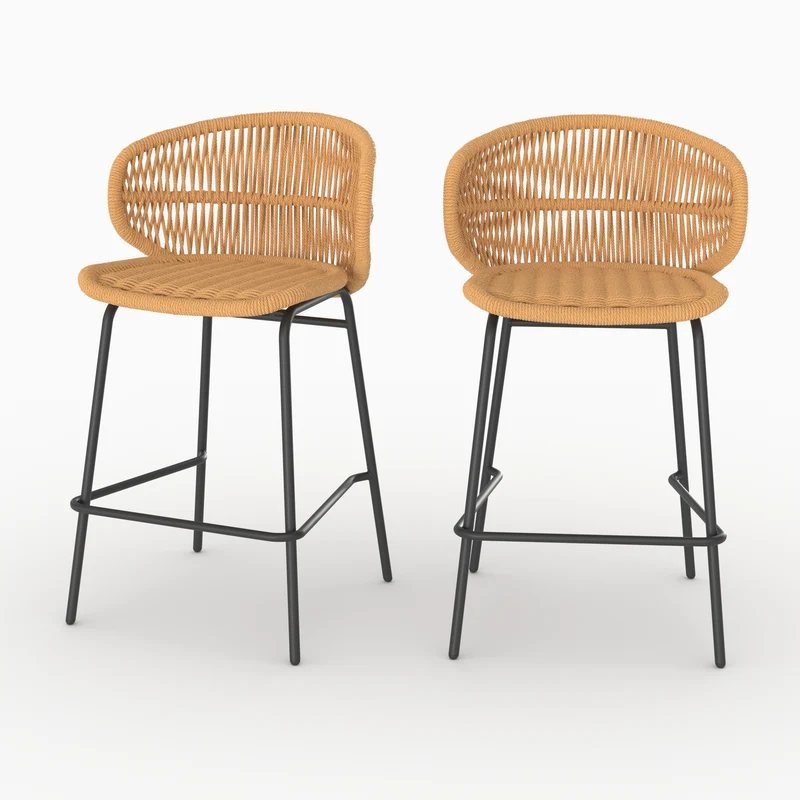 Lot de 2 chaises pour îlot central de jardin 65 cm Lara en rotin synthétique