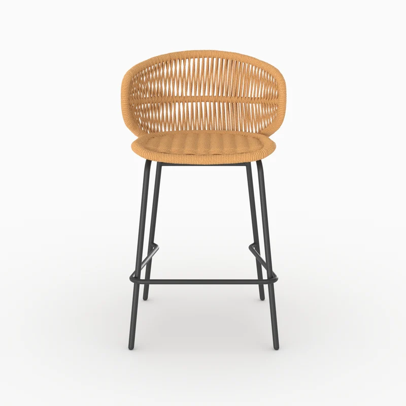 Lot de 2 chaises pour îlot central de jardin 65 cm Lara en rotin synthétique