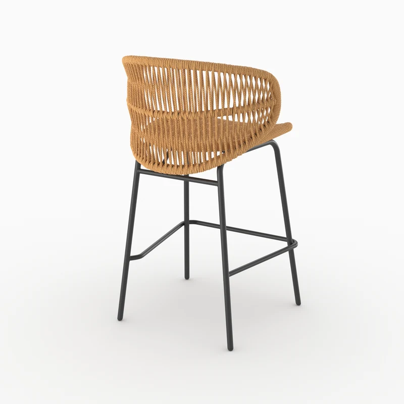 Lot de 2 chaises pour îlot central de jardin 65 cm Lara en rotin synthétique