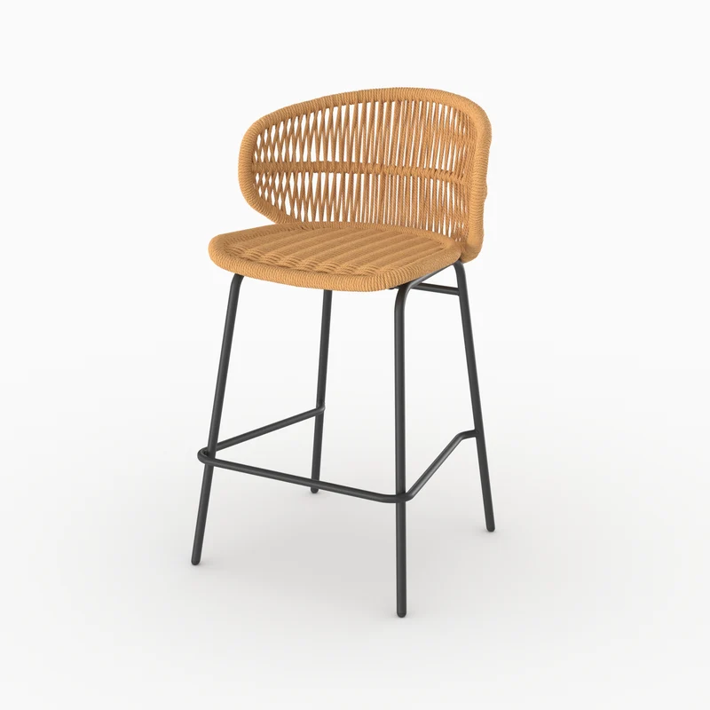 Lot de 2 chaises pour îlot central de jardin 65 cm Lara en rotin synthétique