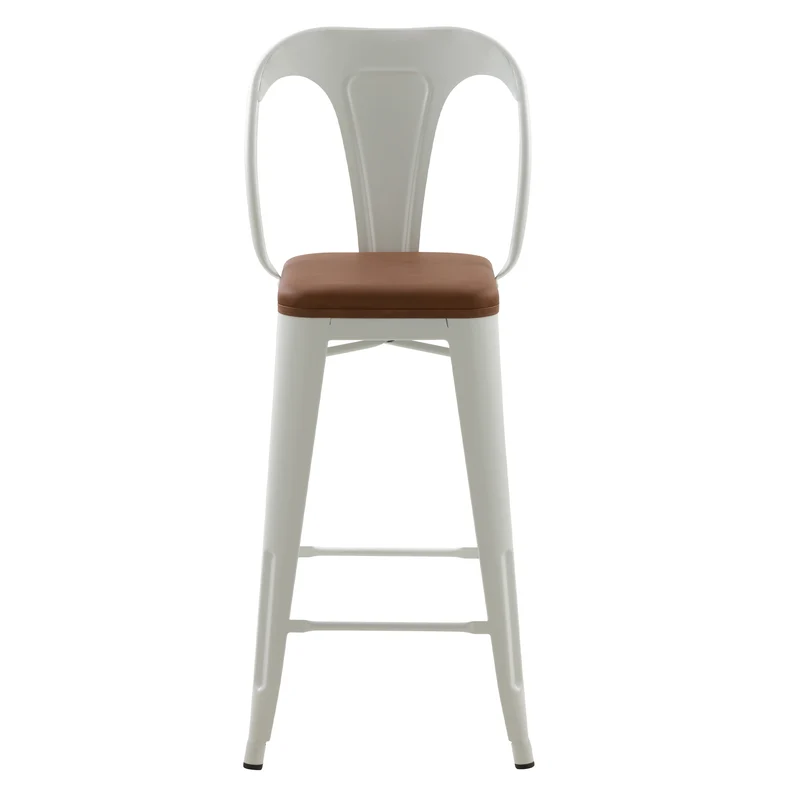 Chaise de bar mi-hauteur Charly blanche et marron 68 cm (lot de 2)