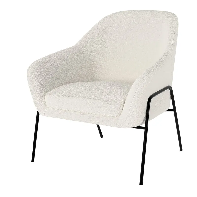 Fauteuil blanc/écru Aubin effet laine bouclette