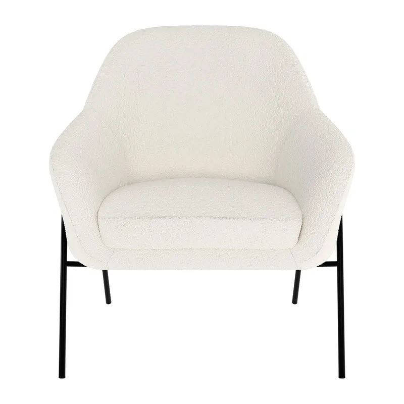 Fauteuil blanc/écru Aubin effet laine bouclette