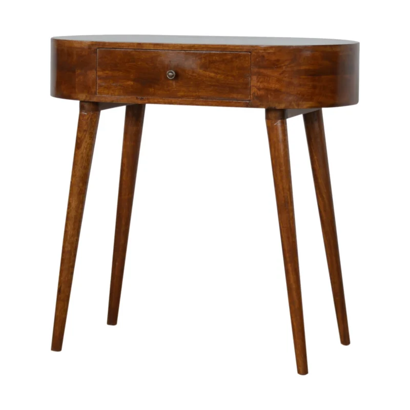 Table console ronde en châtaignier massif