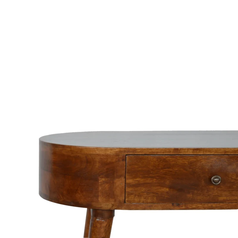 Table console ronde en châtaignier massif