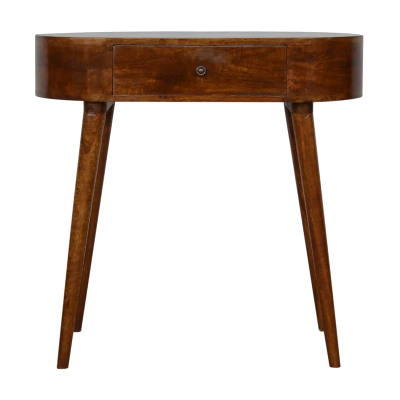 Table console ronde en châtaignier massif