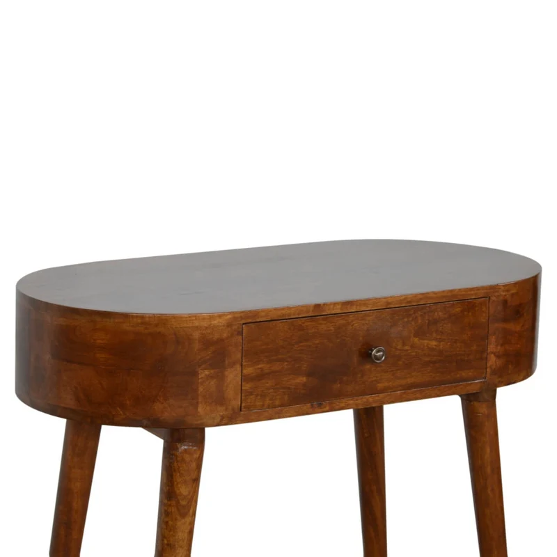 Table console ronde en châtaignier massif