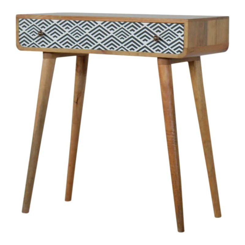 Table console à impression monochrome en bois massif