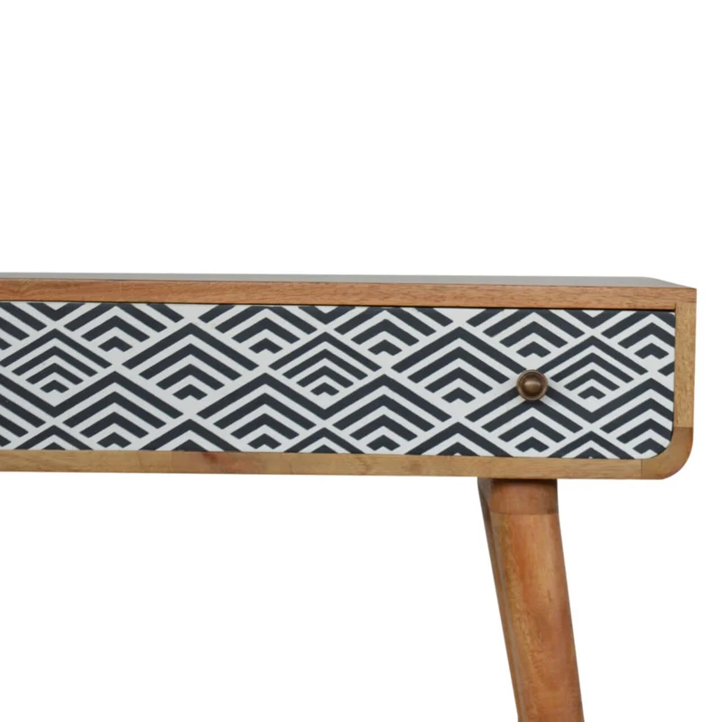 Table console à impression monochrome en bois massif