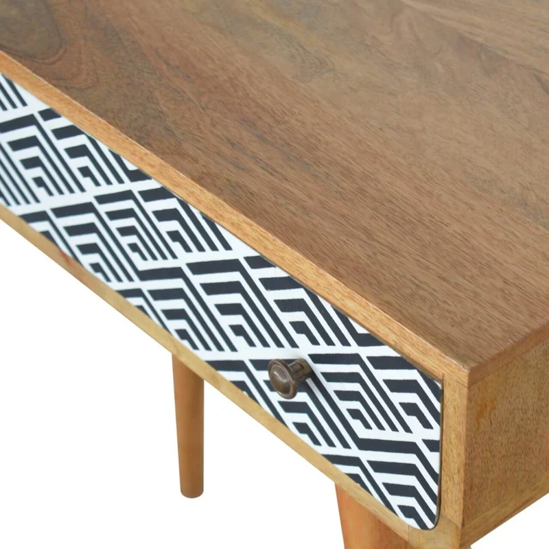 Table console à impression monochrome en bois massif
