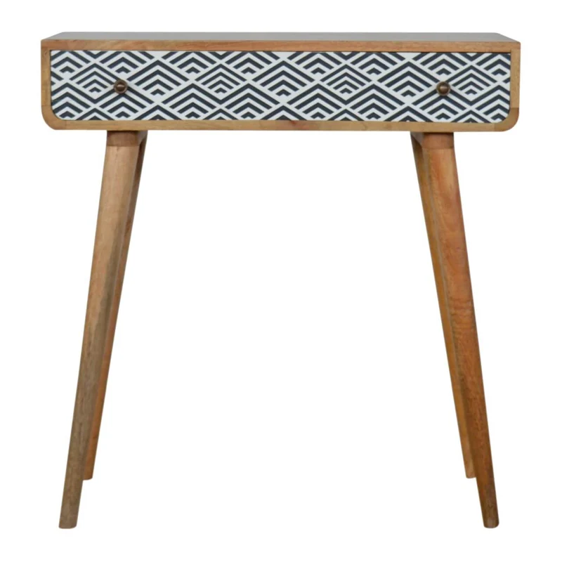 Table console à impression monochrome en bois massif
