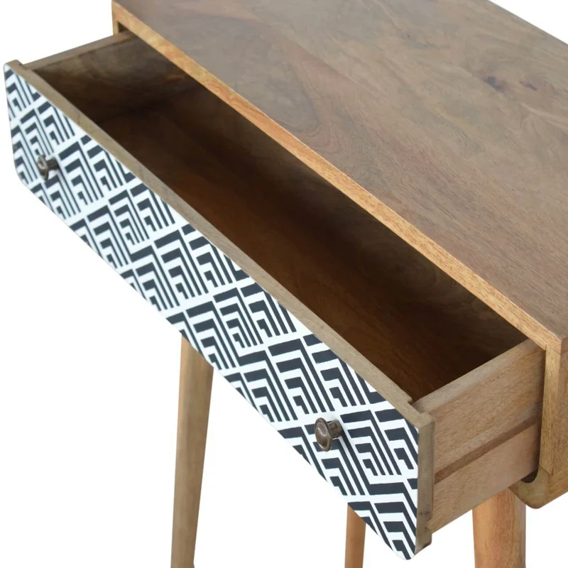 Table console à impression monochrome en bois massif