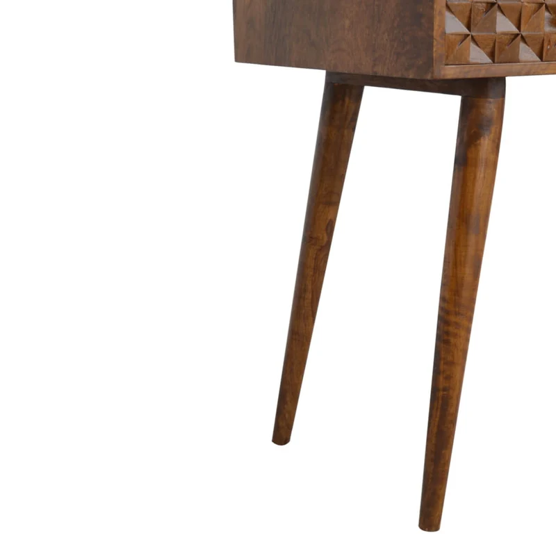 Table console sculptée en châtaignier et diamants