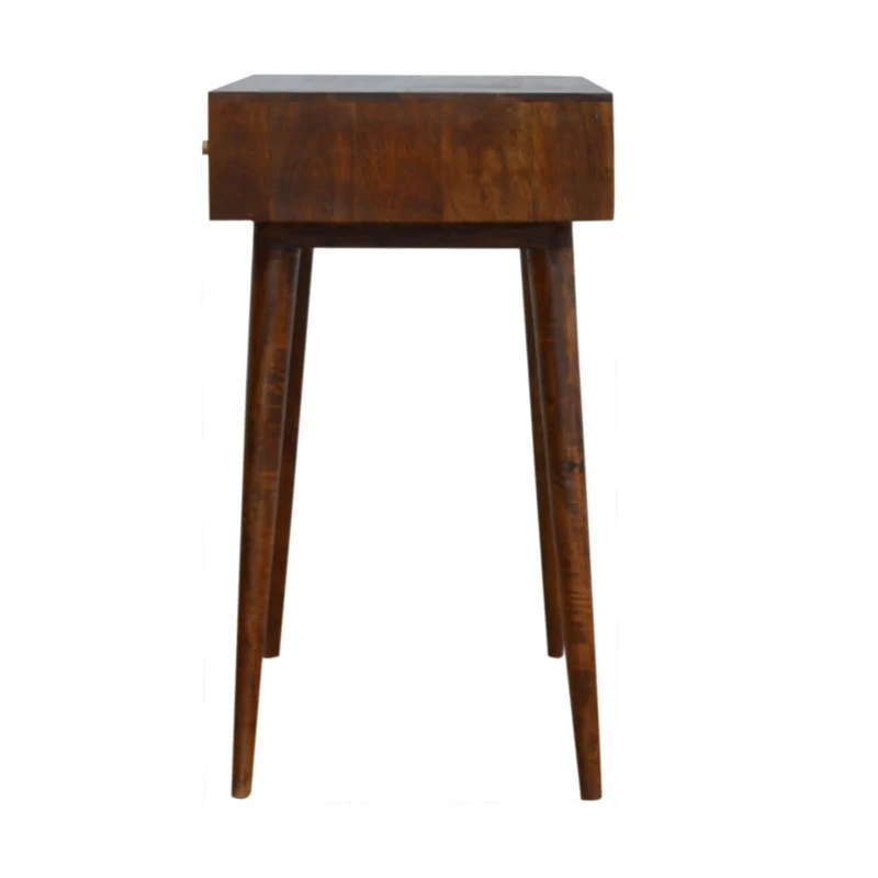 Table console sculptée en châtaignier et diamants