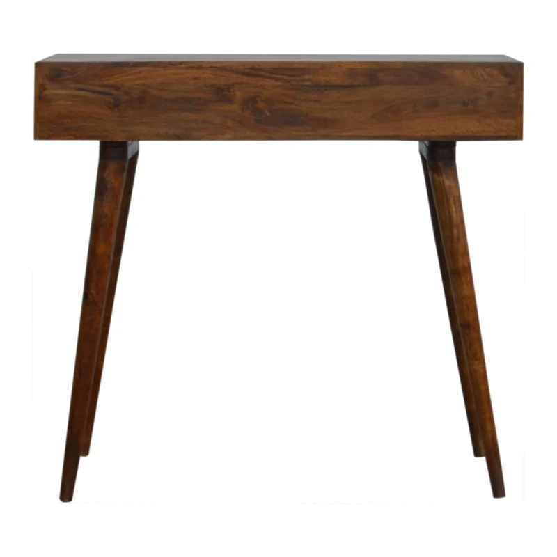 Table console sculptée en châtaignier et diamants