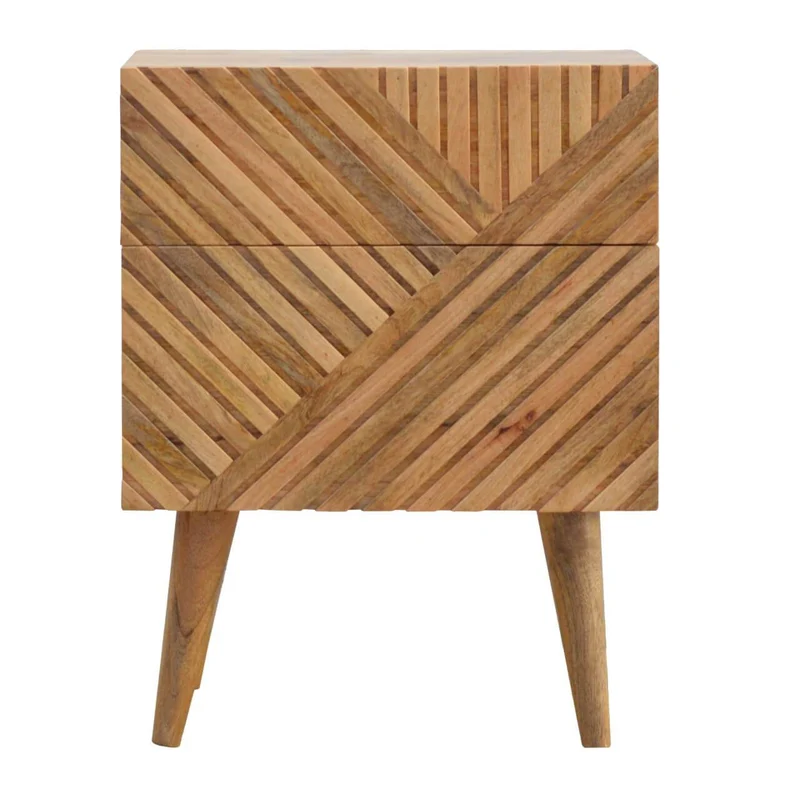 Chevet sculpté avec 2 tiroirs en bois massif