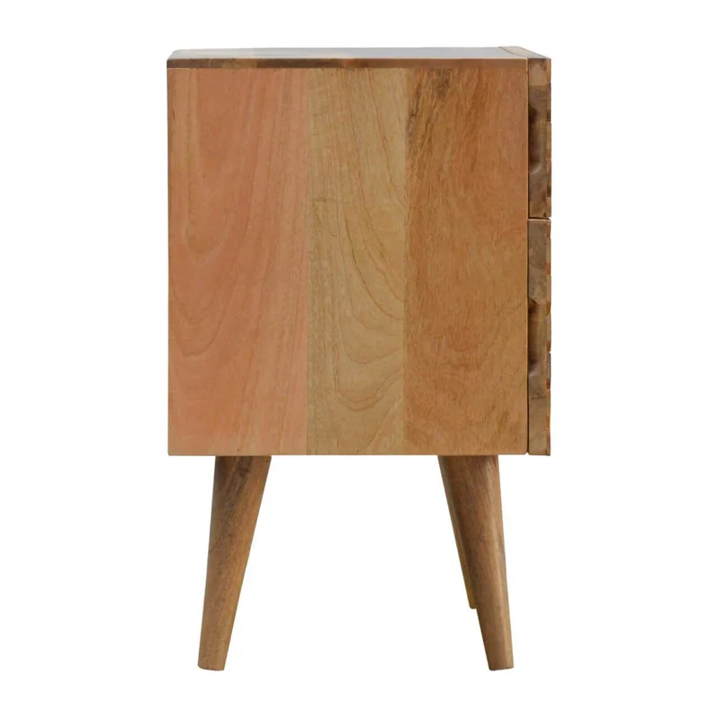 Chevet sculpté avec 2 tiroirs en bois massif