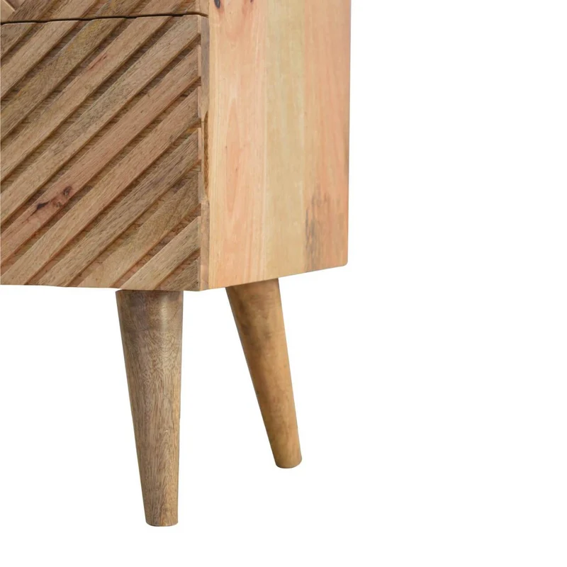 Chevet sculpté avec 2 tiroirs en bois massif