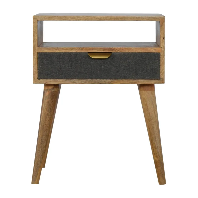 Chevet en tweed gris avec fente ouverte en bois massif