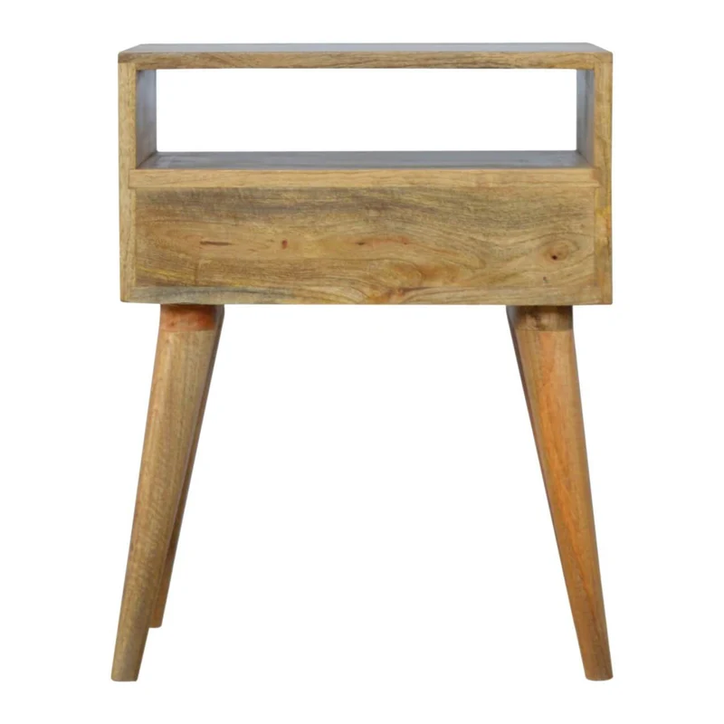 Chevet en tweed gris avec fente ouverte en bois massif