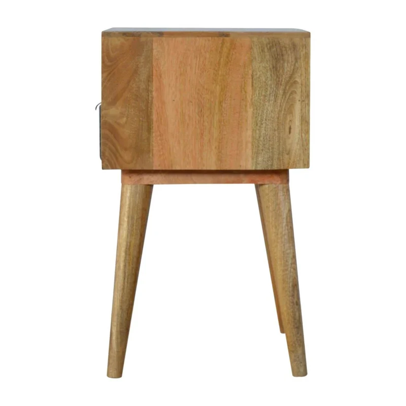 Chevet en tweed gris avec fente ouverte en bois massif