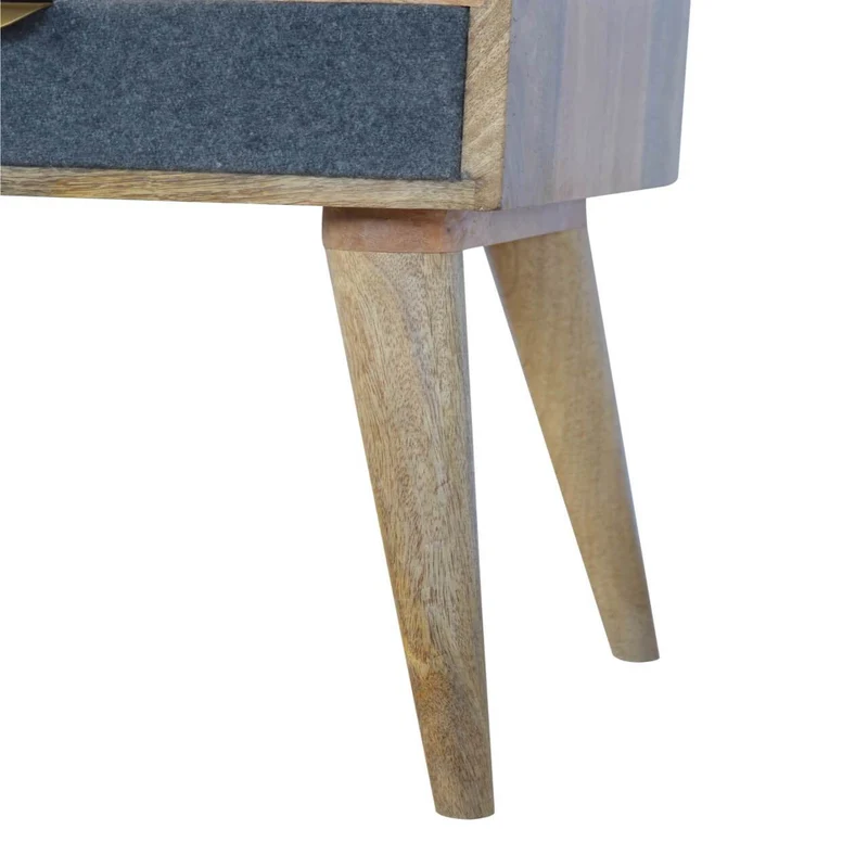 Chevet en tweed gris avec fente ouverte en bois massif