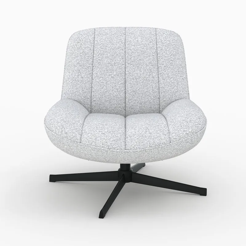 Fauteuil Elvis pivotant en tissu bouclé gris chiné