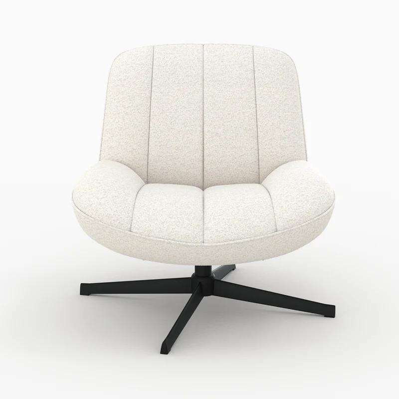 Fauteuil Elvis pivotant en tissu bouclé blanc cassé
