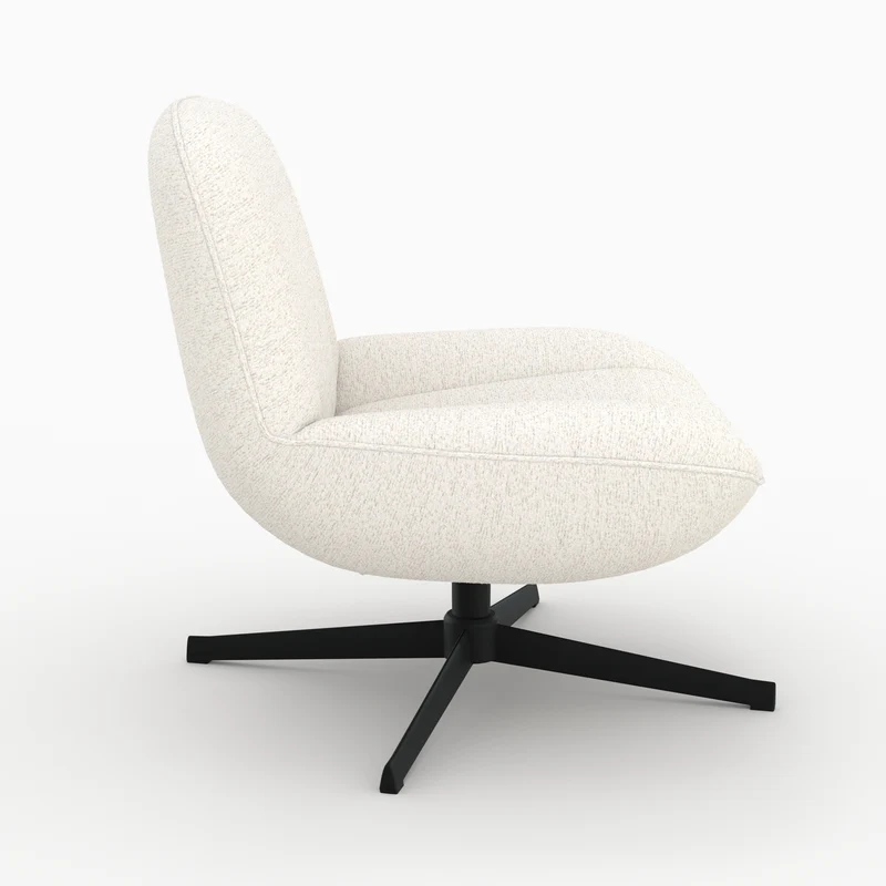 Fauteuil Elvis pivotant en tissu bouclé blanc cassé