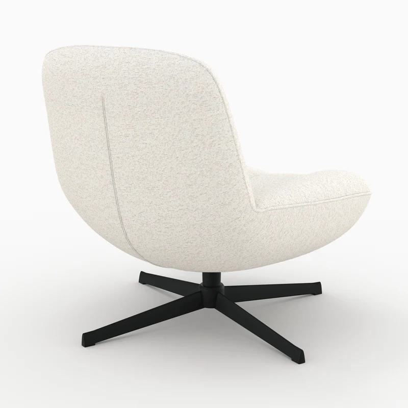 Fauteuil Elvis pivotant en tissu bouclé blanc cassé