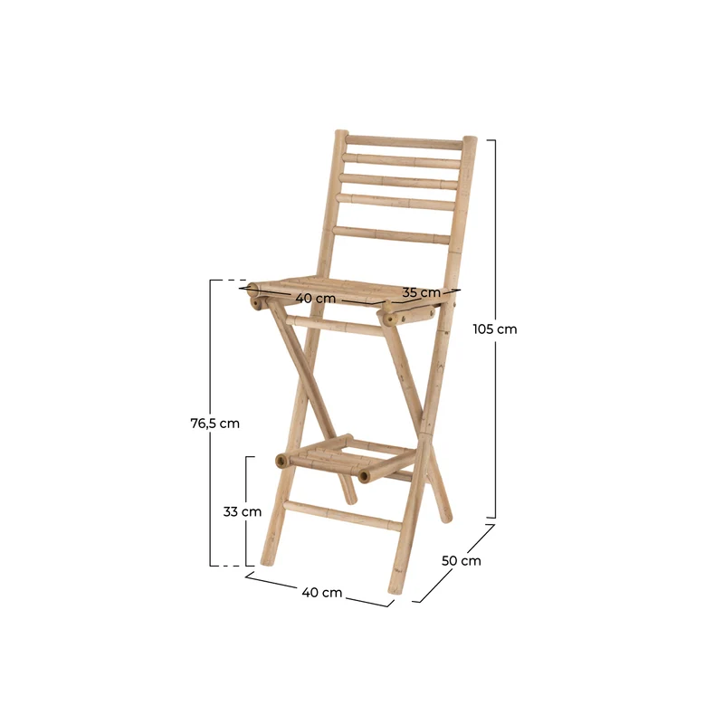 Ensemble bar et chaise de bar de jardin Vadella en bambou (lot de 2)