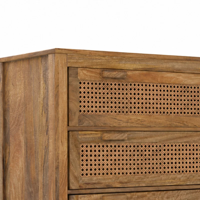 Commode en cannage 3 tiroirs Tiki