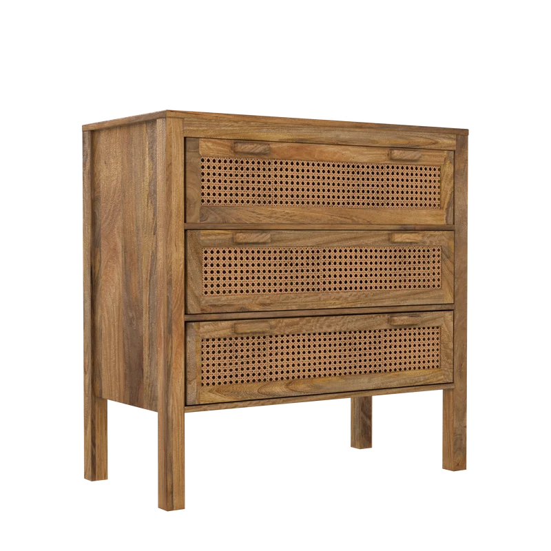 Commode en cannage 3 tiroirs Tiki