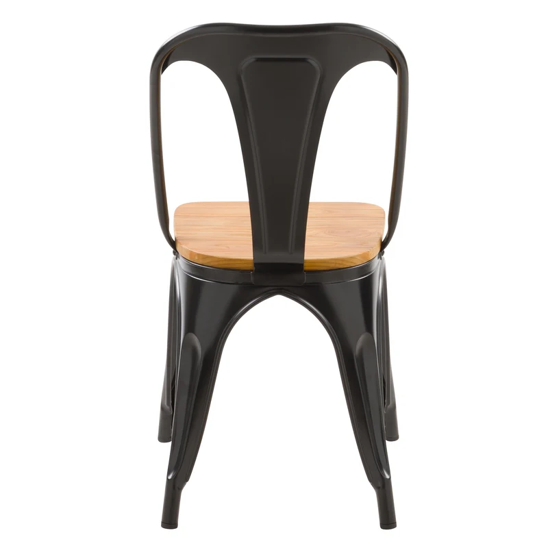 Chaise indus Yoanna noire et bois clair (lot de 2)