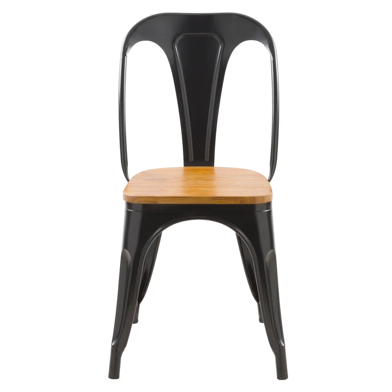 Chaise indus Yoanna noire et bois clair (lot de 2)