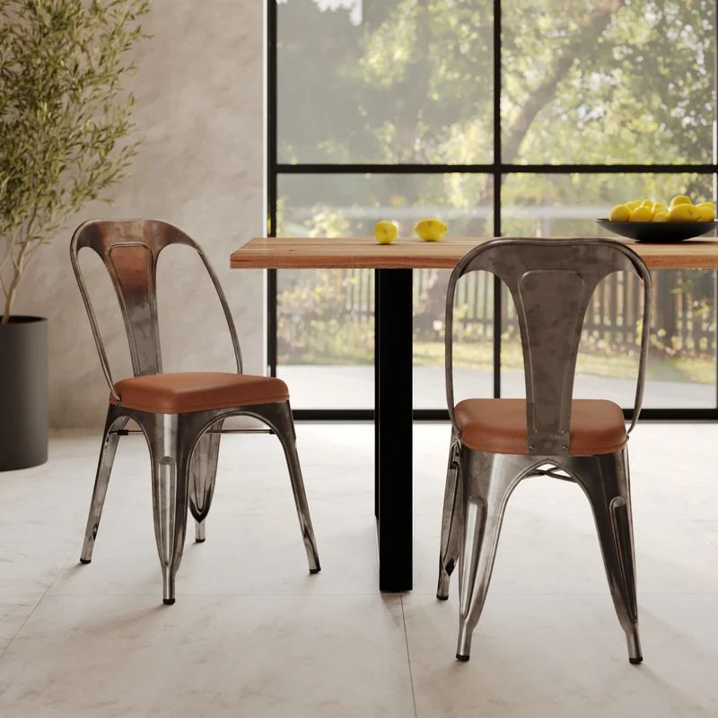 Chaise indus Charly grise et marron (lot de 2)