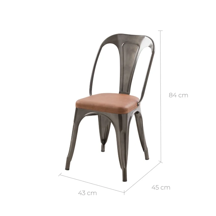 Chaise indus Charly grise et marron (lot de 2)