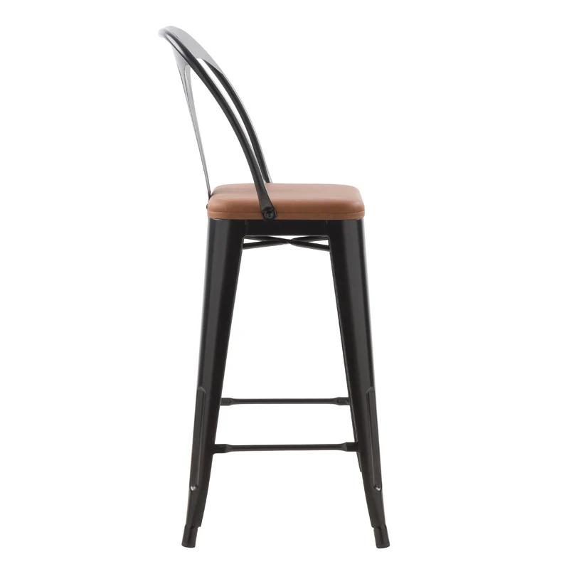 Chaise de bar mi-hauteur Charly noire et marron 68 cm (lot de 2)