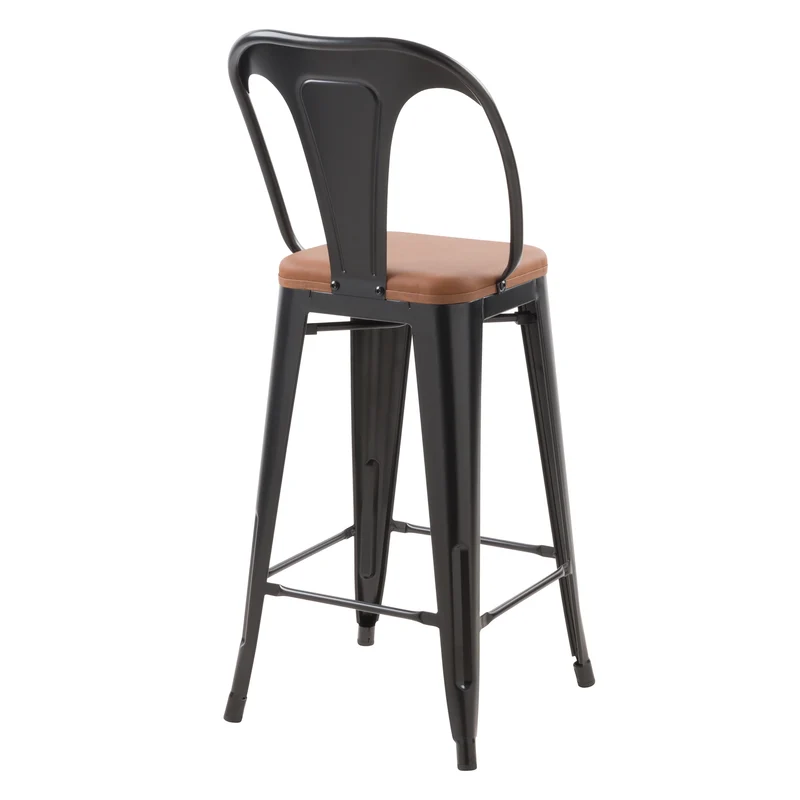 Chaise de bar mi-hauteur Charly noire et marron 68 cm (lot de 2)